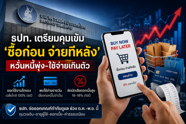 ภาพประกอบข่าว ธปท. เตรียมคุมเข้ม “ซื้อก่อน จ่ายทีหลัง” ปลายปีนี้ สกัดหนี้พุ่ง-ลดเสี่ยงใช้จ่ายเกินตัว