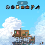 CELESTAY Craft&Slowlife gameplay showing a small home above the sea