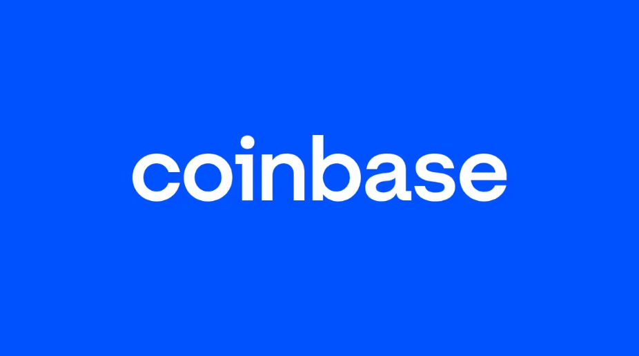 โลโก้ Coinbase บนพื้นสีน้ำเงินจากบล็อกทางการ