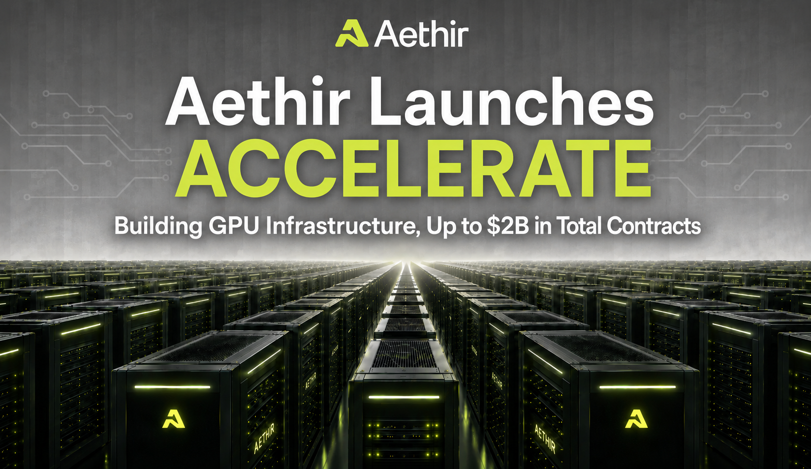 กราฟิกโครงการ Aethir ACCELERATE จากประกาศเปิดตัววันที่ 24 สิงหาคม 2026