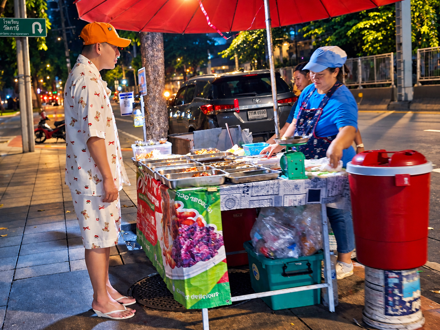 Bangkok Thailand night travel – food umbrella