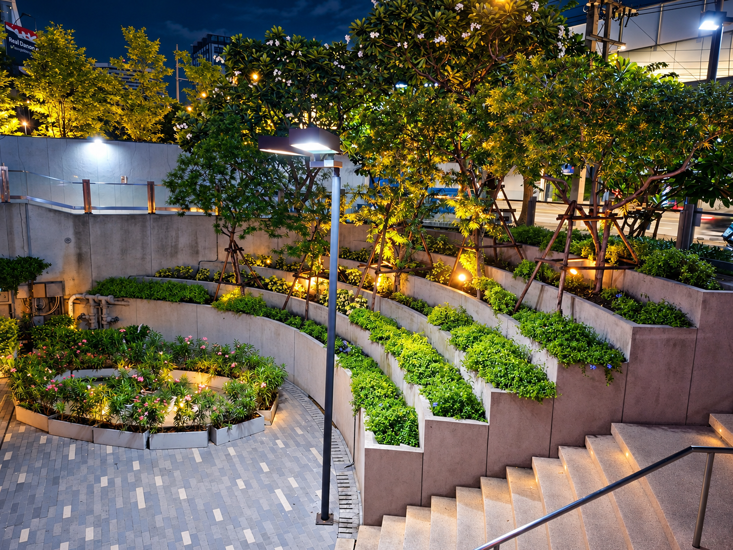 Bangkok Thailand night travel – illuminated garden