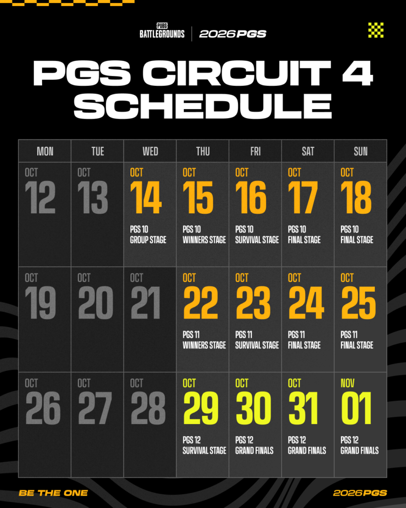 กำหนดการแข่งขัน PUBG Global Series Circuit 4 ปี 2026